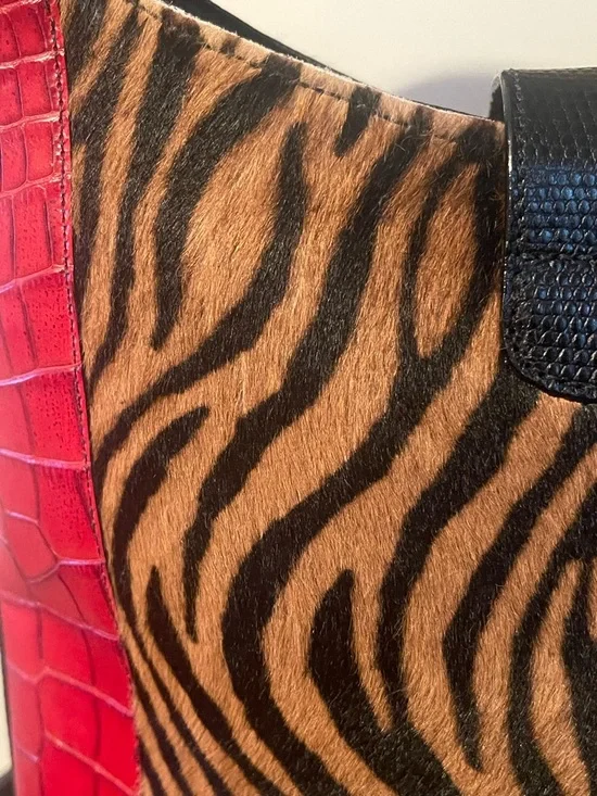 *RARE* Brahmin Burchelli Collection Red Leather & Calf Hair Kendall Bag - Picture 9 of 14